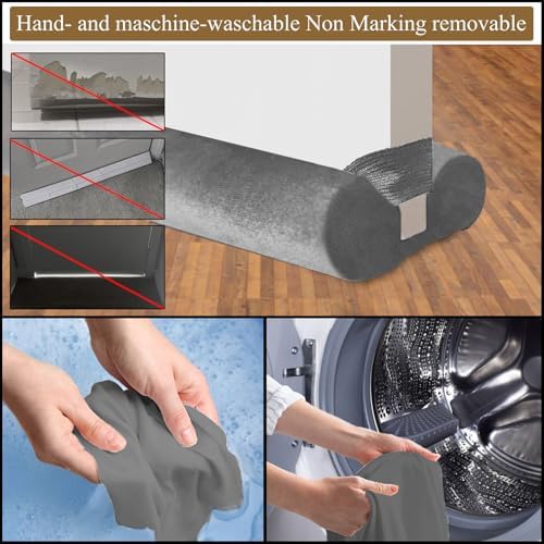 JUJIBL Under Door Draft Stopper 39 Inch Grey