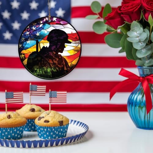 American Hero Soldier Acrylic Ornament 4 Inch