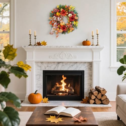 24 Inch Fall Door Wreath with Pomegranates and Berries
