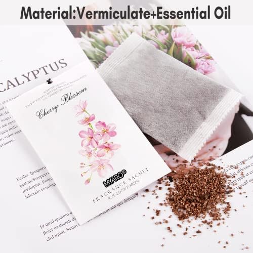 MYARO 12 Pack Cherry Blossom Scented Sachets for Drawer and Closet