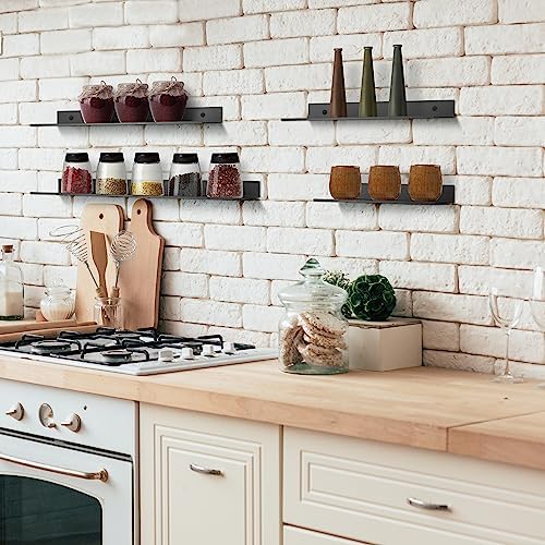 Z Metnal Wall Shelf 24 Inch Matt Black Ser of 2