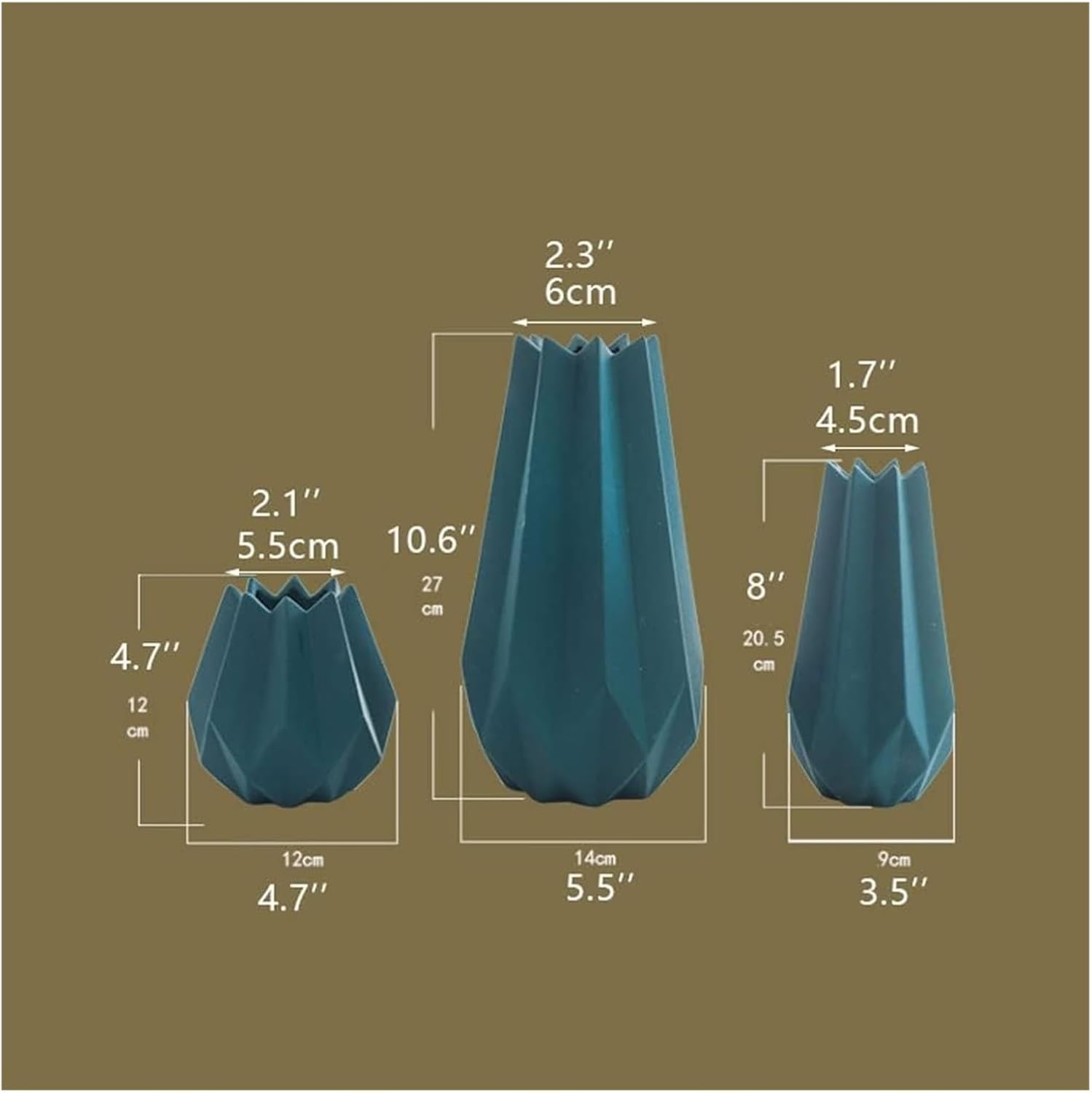 3pcs Ceramic Geometric Flower Vases for Living Room and Wedding Gifts