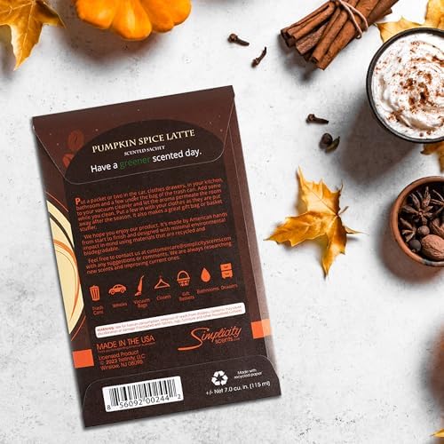 Pumpkin Spice Latte Scented Sachets Pack of 6 Fall Winter