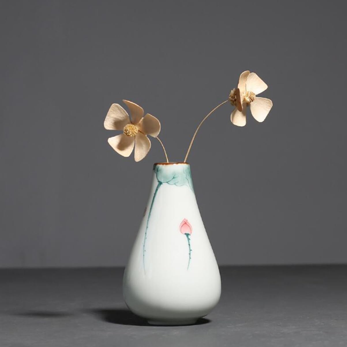 GANAZONO Unique Lotus Hand Painted Ceramic Flower Vase
