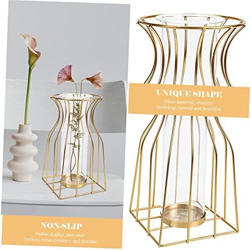 Cabilock Geometric Iron Art Flower Vase Glass Decor