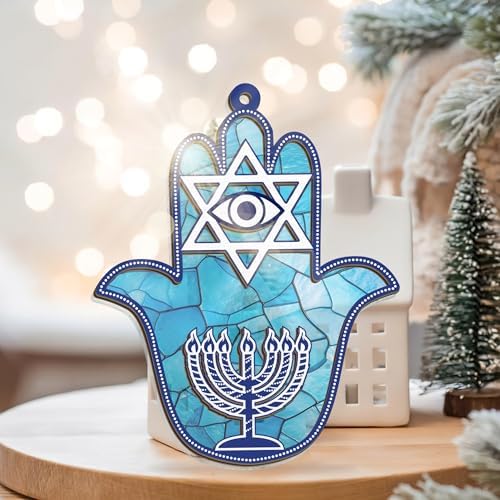 FLAGWIX Hanukkah Gifts for Women Men - Double Layered Hanging Suncatcher 6 in