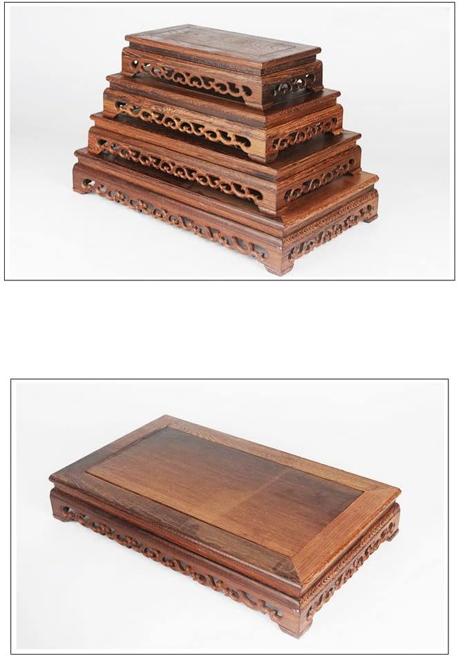 Oriental Style Rosewood Carved Base Vase Display Stand