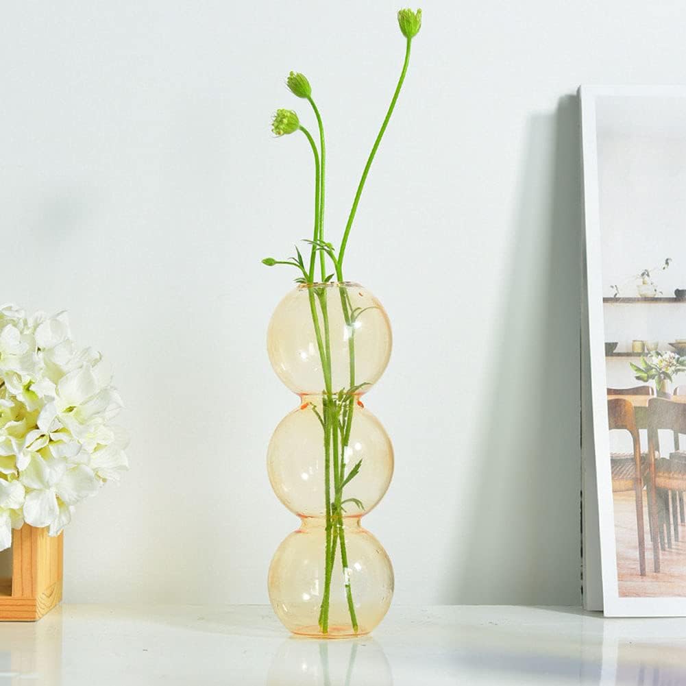 WAYUTO Clear Glass Bubble Vase Modern Home Decor