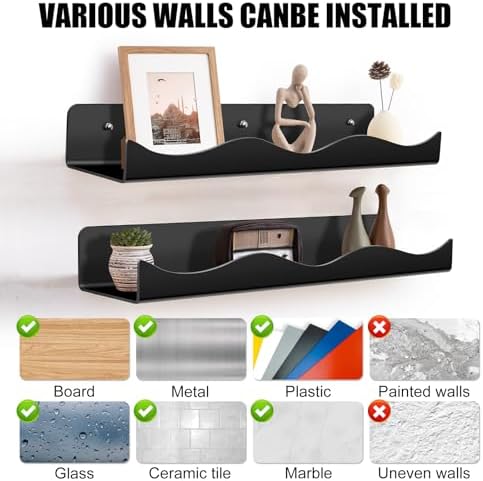 15 Inch Iridescent Acrylic Floating Shelves for Home Decor