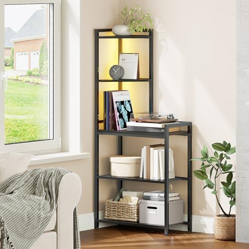 HOOBRO 5-Tier Corner Shelf with LED Light