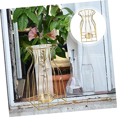Cabilock Geometric Iron Art Flower Vase Glass Decor