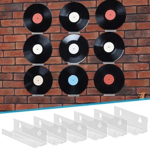12 Pack Clear Vinyl Record Shelf Wall Mount