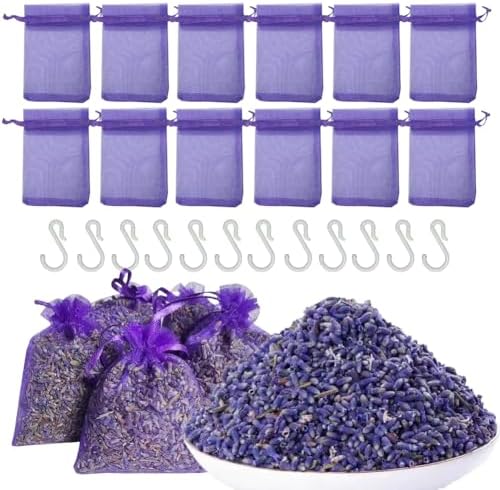 Dried French Lavender Sachets for Home Closets Pack of 12