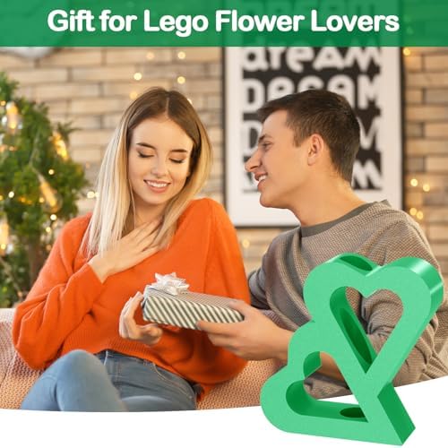 Double Heart Vase for LEGO Flowers Display Stand