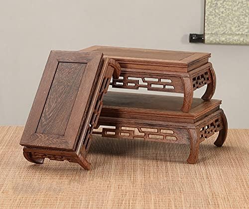 GOLDYWENDY Wooden Carved Base Vase Fishbowl Buddha Statue Display Stand
