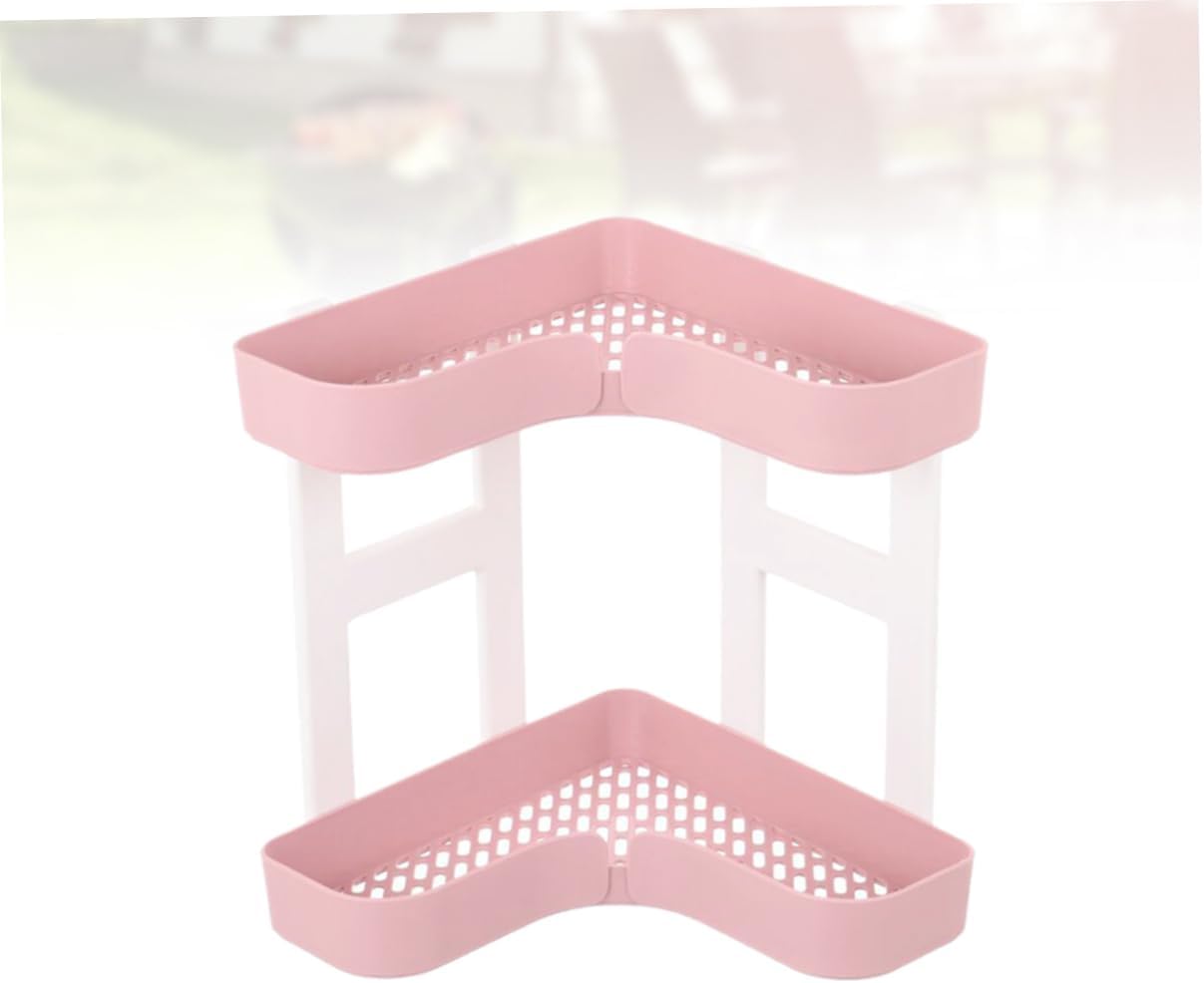 PRETYZOOM 2-Tier Bathroom Countertop Organizer Corner Shelf Rack