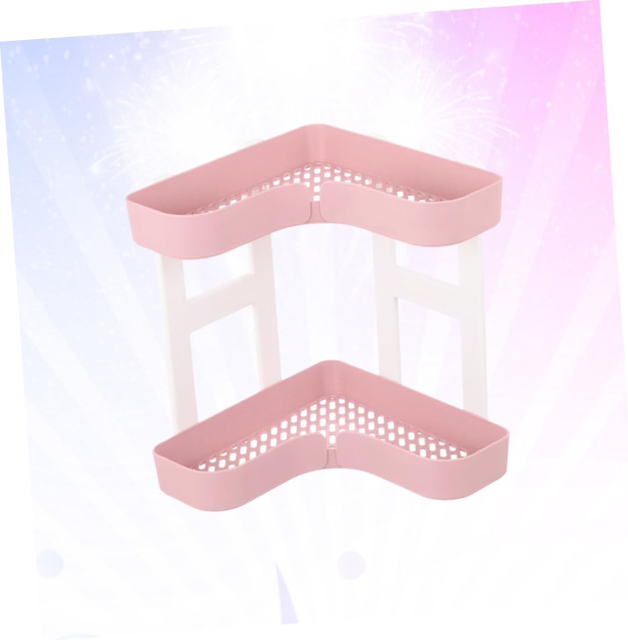 Cabilock Corner Shelf Organizer Pink Plastic Storage Rack