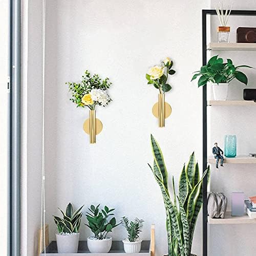 4PCS Gold Wall-Mounted Flower Tube Metal Vase Decoration Stand