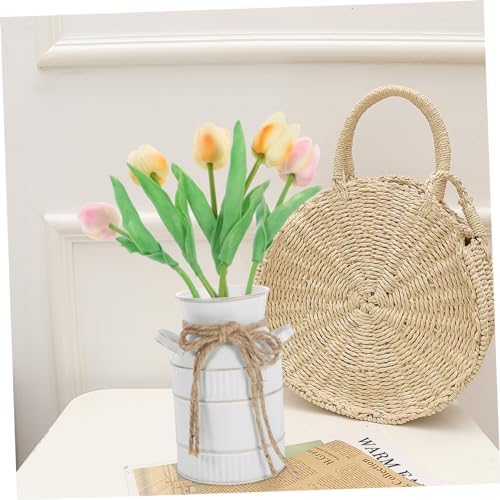 PRETYZOOM Vintage Iron Flower Vase with Handle