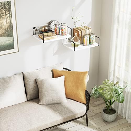 SRIWATANA Wide Floating Wall Shelves Set of 2