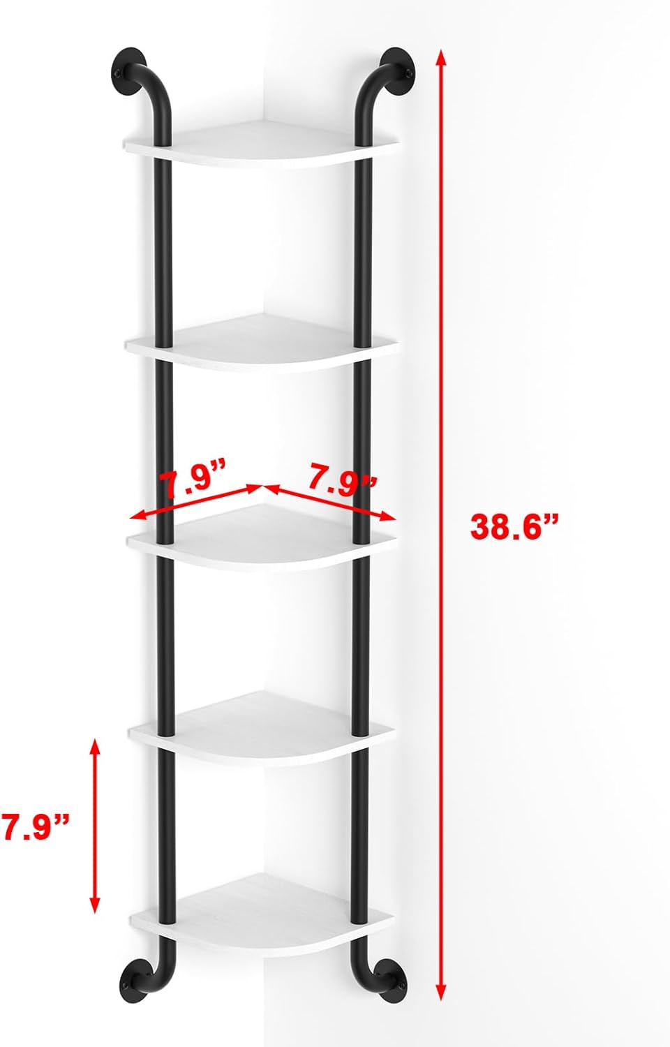 Tinpin 5-Tier Corner Wall Shelf White