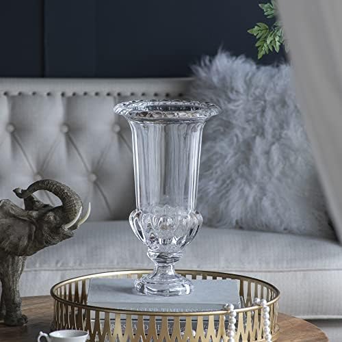 AB Home 15 Inch Clear Glass Vase with Pedestal