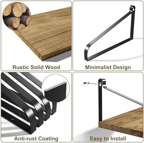 Love-KANKEI Floating Shelves Set of 2 Carbonized Black