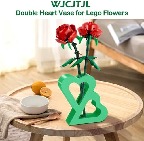 Double Heart Vase for LEGO Flowers Display Stand