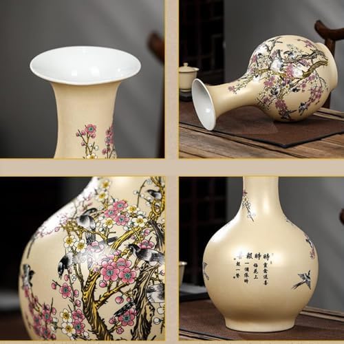 Traditional Chinese Ceramic Vase for Home Decor - Yellow