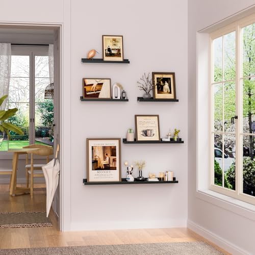 Set of 6 Floating Shelves 24 Inch Wall Mounted Picture Ledge