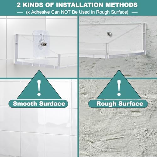 DigDozer Acrylic Wall Shelves 4PCS Clear Floating Storage