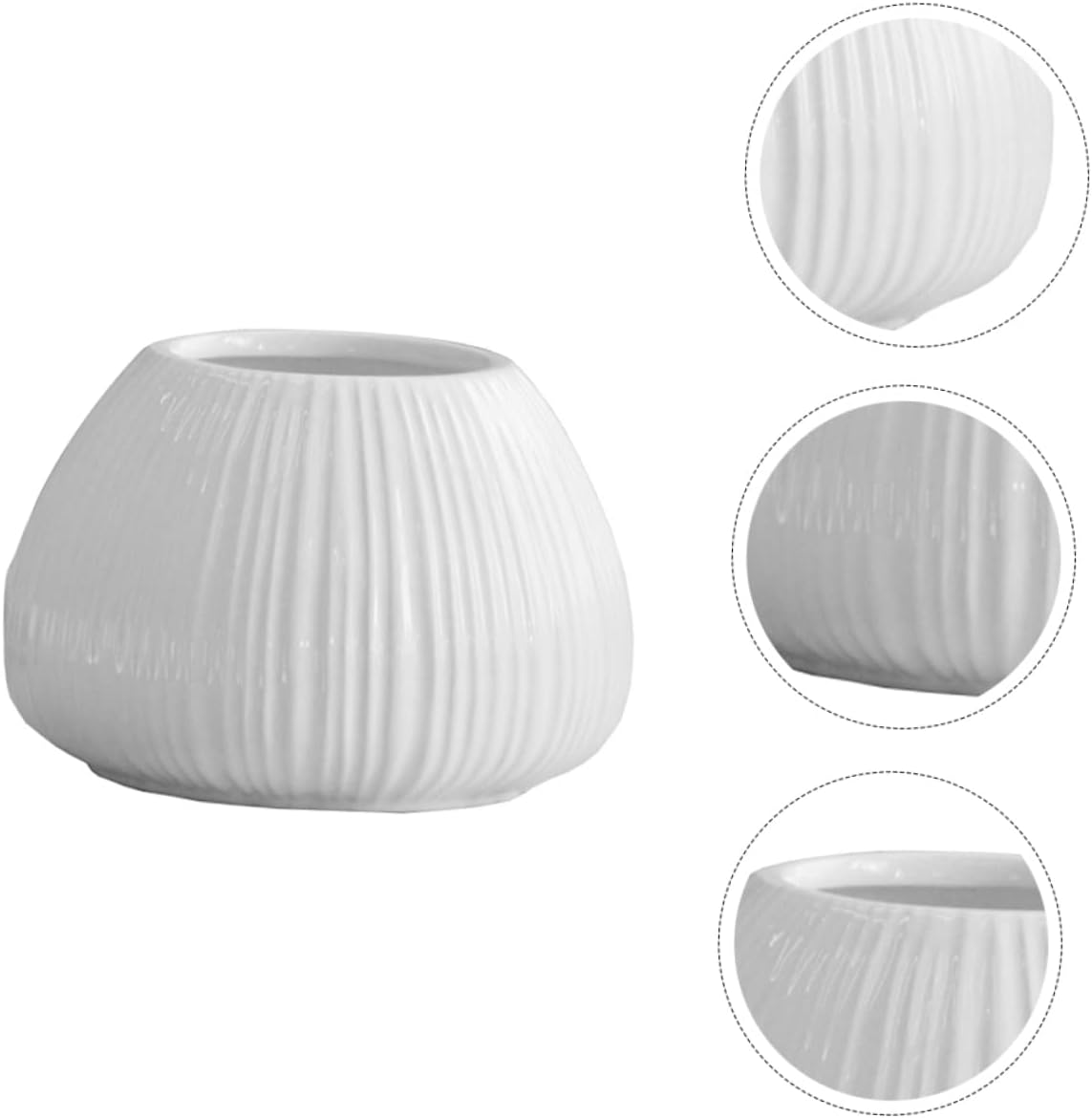 YARNOW Vertical Striped Ceramic Flower Vase for Home Decor