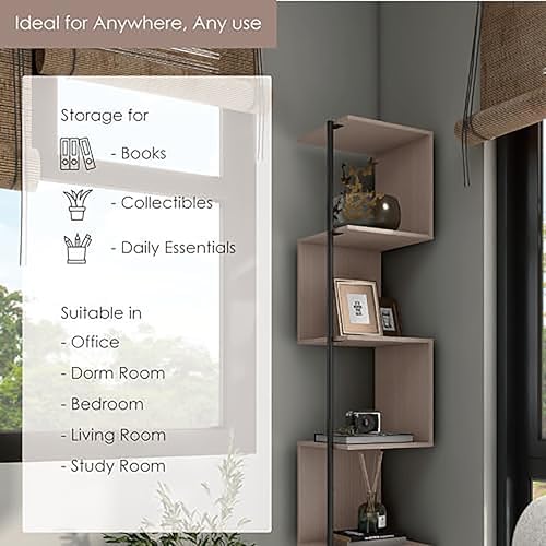 HOMES Inside Out Svenja 60 in Tall Corner Bookshelf 1