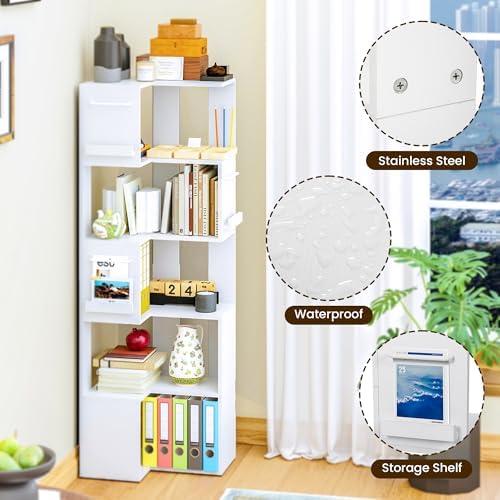 PPAMAPIC 5 Tier L Shaped Corner Bookshelf White