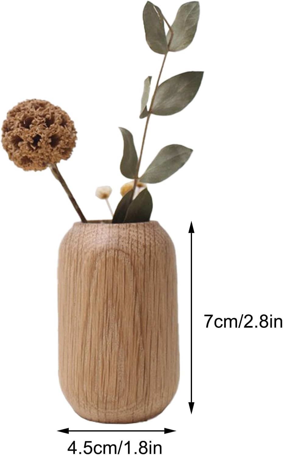 Wooden Dried Flower Vase with Pampas Grass