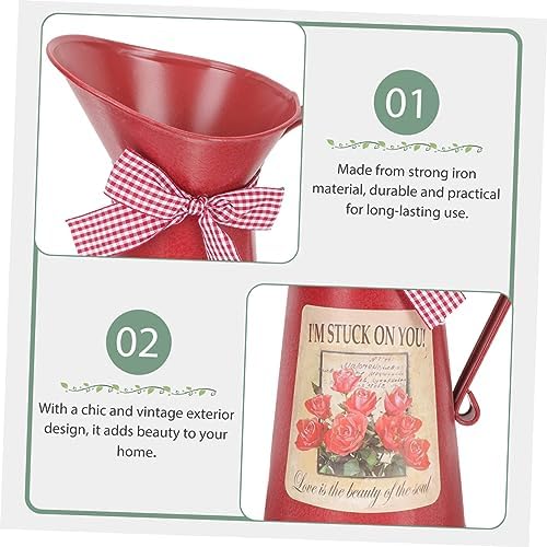 Rustic Metal Flower Bucket Vase for Home Decor