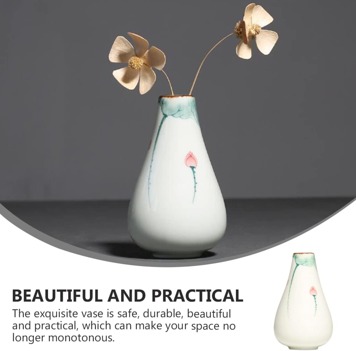 GANAZONO Unique Lotus Hand Painted Ceramic Flower Vase