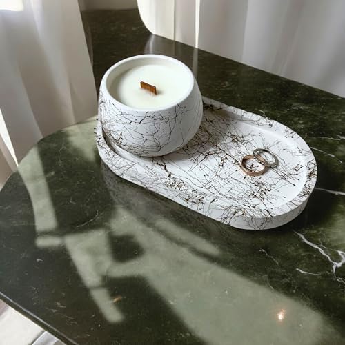 Gold White Decor Set of 3 Handmade Gypsum