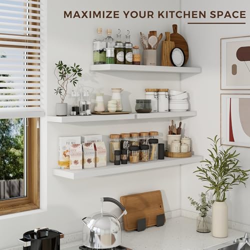 Dreamland 24 Inch Floating Shelves Set of 2 White