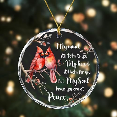 Glass Cardinal Keepsake Ornament - Elegant Christmas Memorial Decor