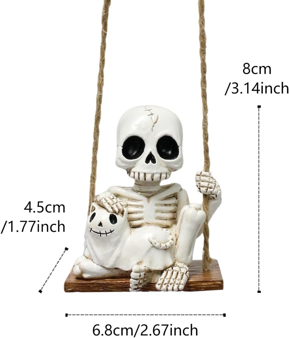 Halloween Skeleton Cat Swing Ornament - Spooky Decor