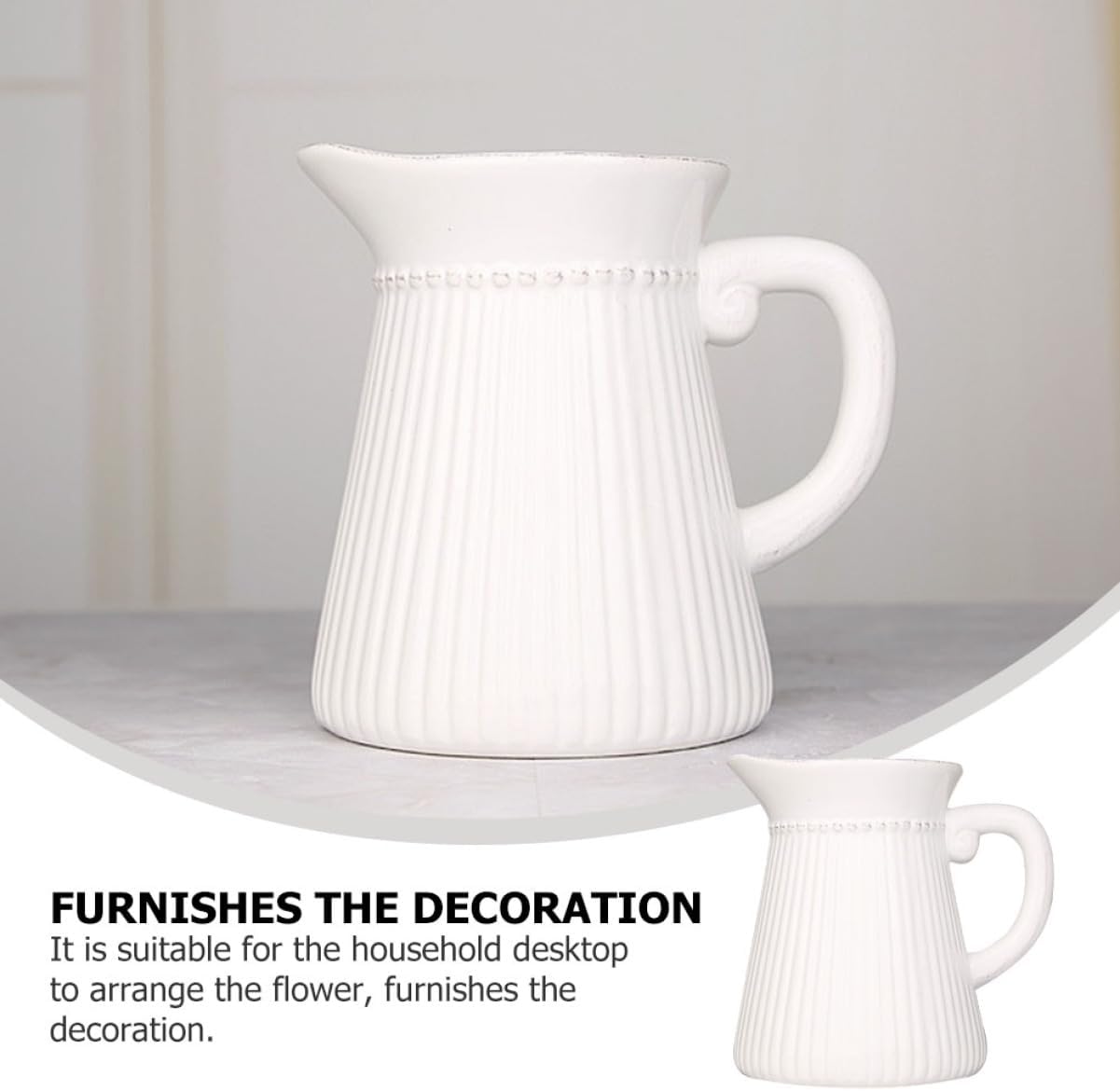Farmhouse Ceramic Flower Vase with Embossed Design