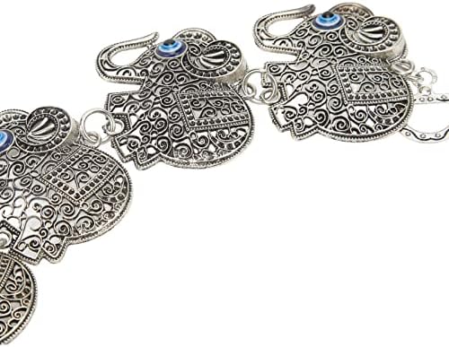 Blue Eye Ornament 4 Skeleton Alloy Elephants Wall Decoration