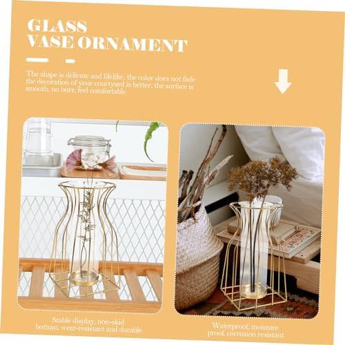 Cabilock Geometric Iron Art Flower Vase Glass Decor
