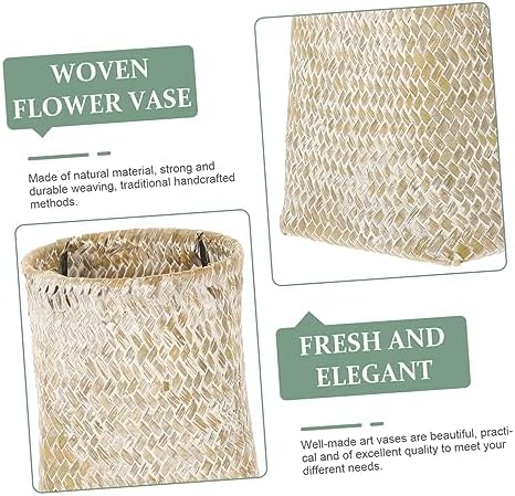 Woven Seagrass Flower Vase Handmade Retro Decor