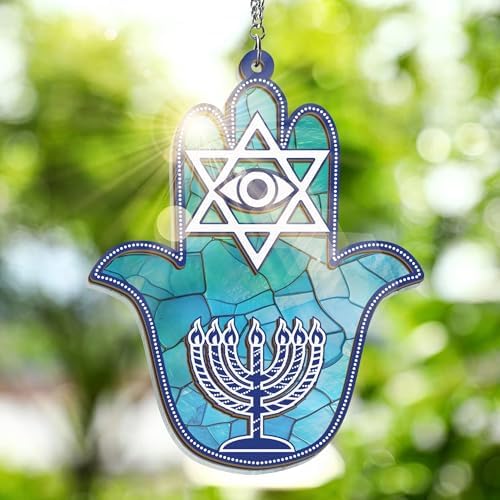 FLAGWIX Hanukkah Gifts for Women Men - Double Layered Hanging Suncatcher 6 in