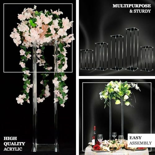 Efavormart 40 Inch Clear Acrylic Floor Vase with Mirror Base