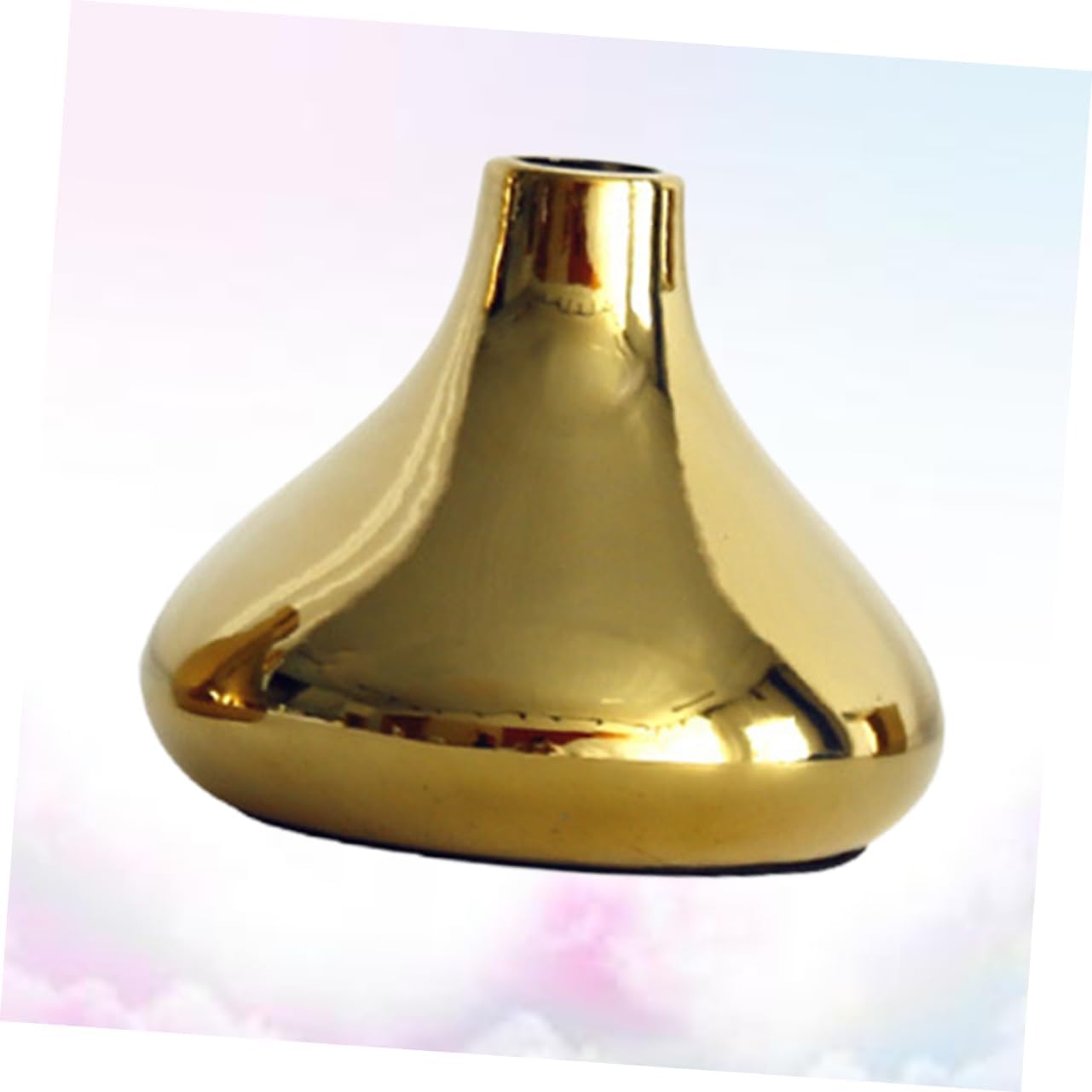 Small Gold Ceramic Vase for Dried Flowers and Plants