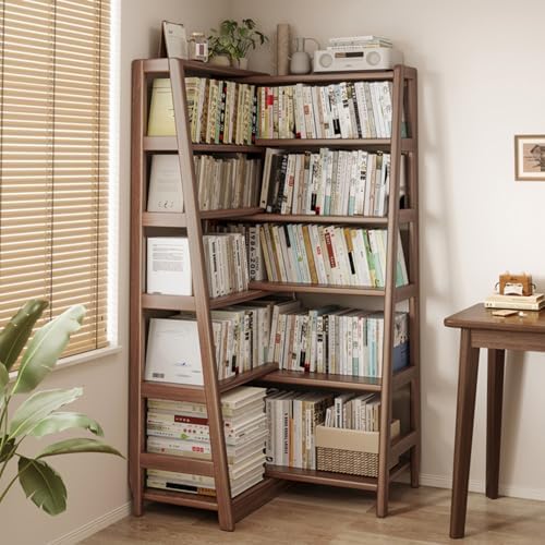 Retractable Corner Bookshelf Solid Wood 22x134x50in