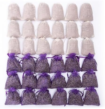 Pack of 36 Cedar Chips and Lavender Sachets for Home Fragrance